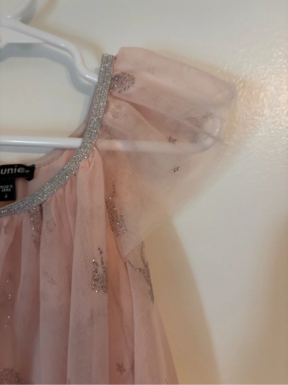 Zunie Blush Pink & Silver Tulle Party Dress with Glitter Univorns